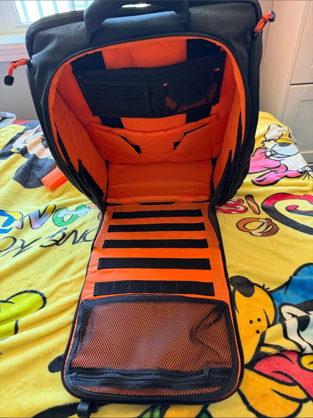 Equilibrium Urban Survival Gear Black/orange Backpack, lots of compartments, new